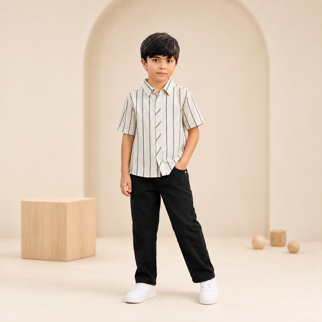 Boys Striped Shirt & Trouser Co-ord Set