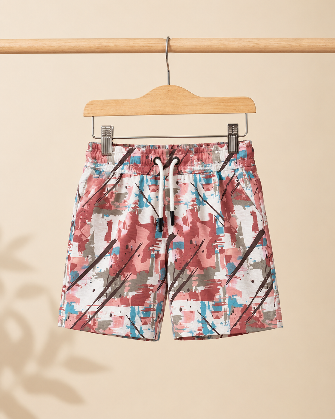 Boys Pink & Teal Abstract Print Shirt & Shorts Co-ord Set