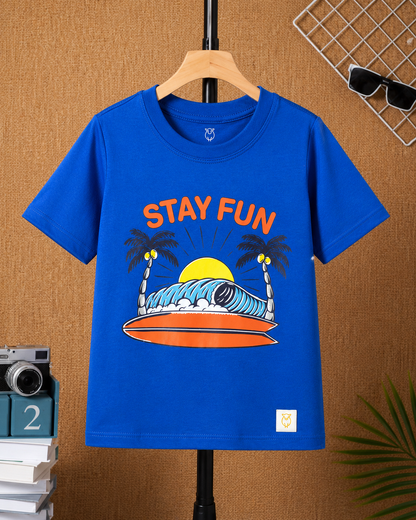 Boys Stay Fun Graphic T-Shirt – Royal Blue