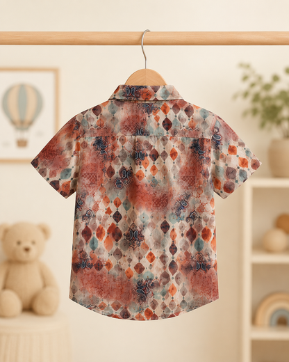 Boys Grey Abstract Print Shirt & Shorts Co-ord Set