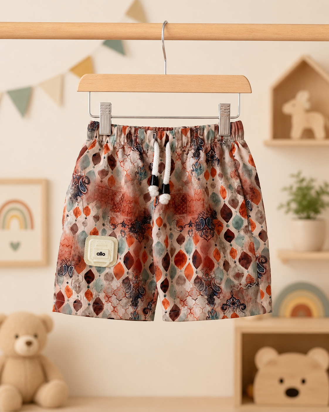 Boys Grey Abstract Print Shirt & Shorts Co-ord Set