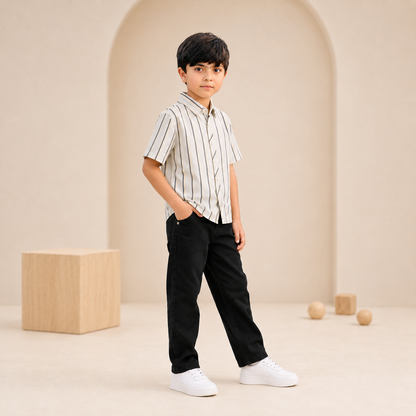 Boys Striped Shirt & Trouser Co-ord Set