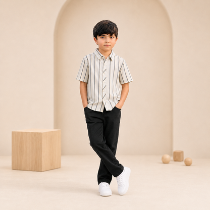 Boys Striped Shirt & Trouser Co-ord Set