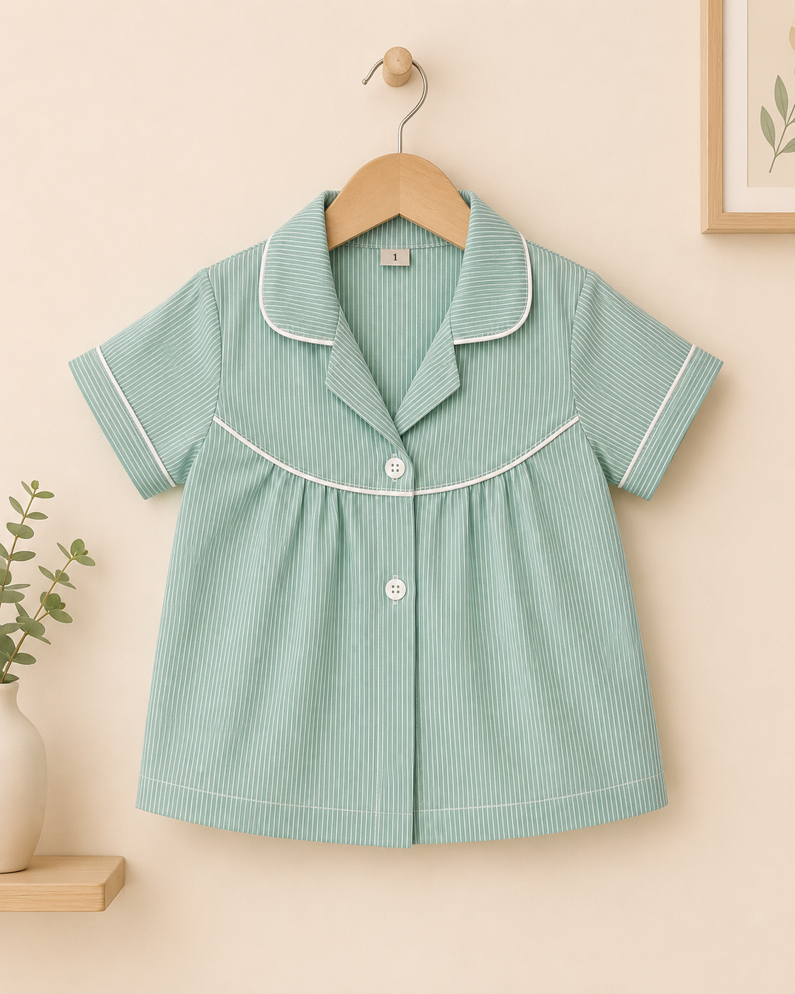 Girls Mint Green Stripe Pyjama Set