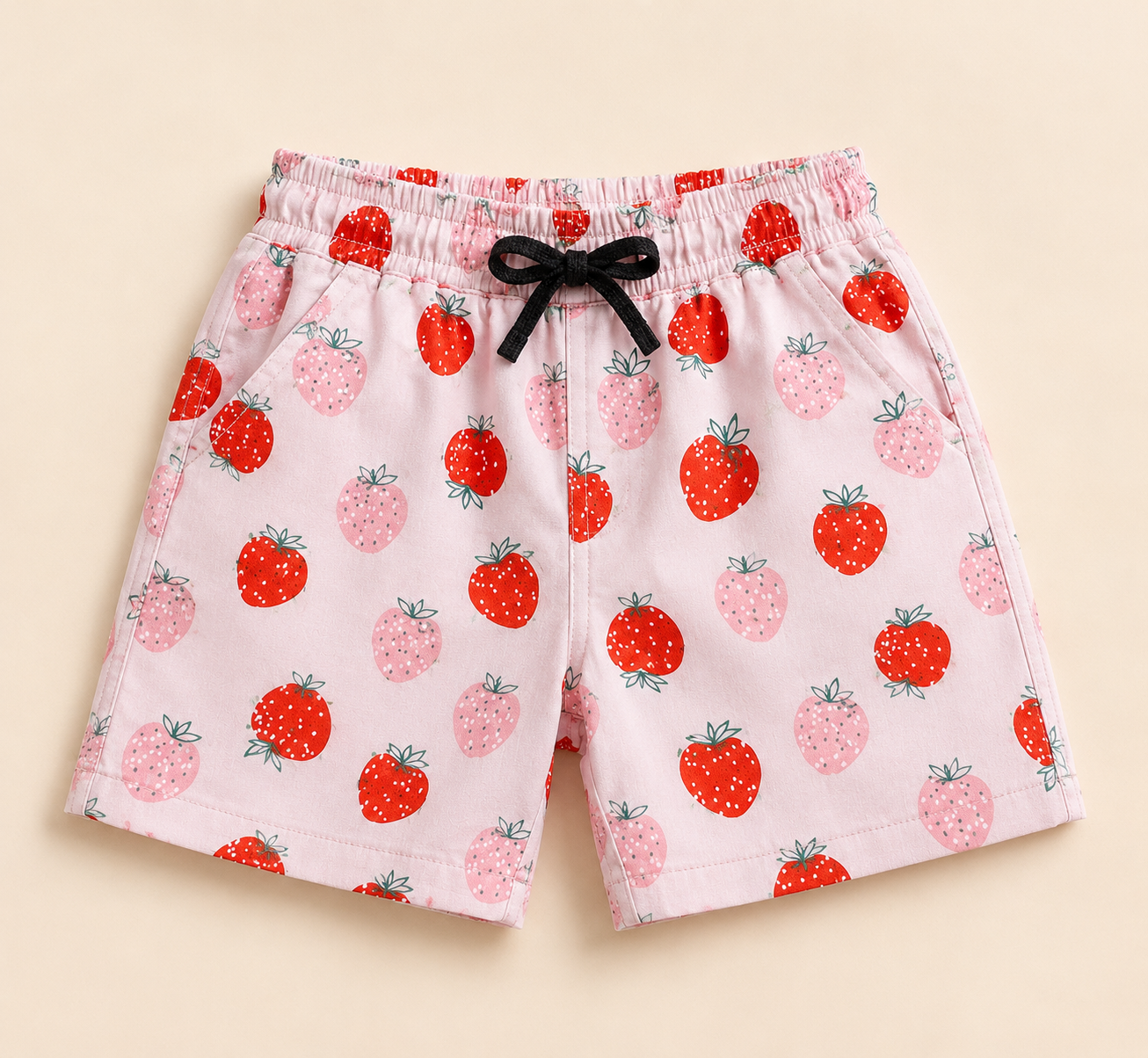 Girls Pink Strawberry Print Shirt & Shorts Co-ord Set