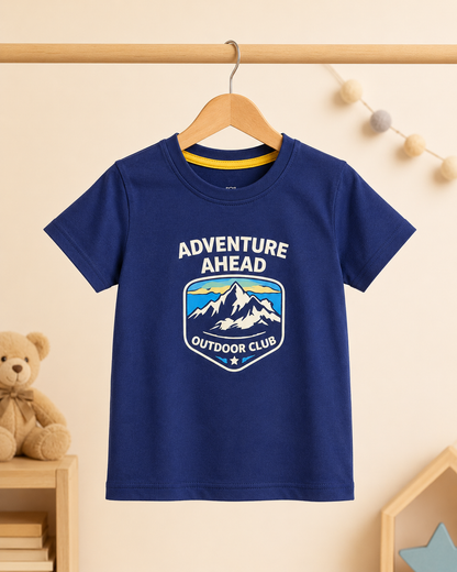 Boys Adventure Ahead Graphic T-Shirt – Navy Blue
