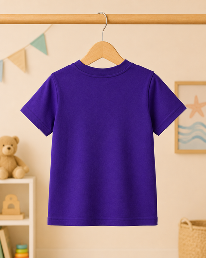 Boys Catch Some Waves graphic t-shirt Purple - back full view on hanger