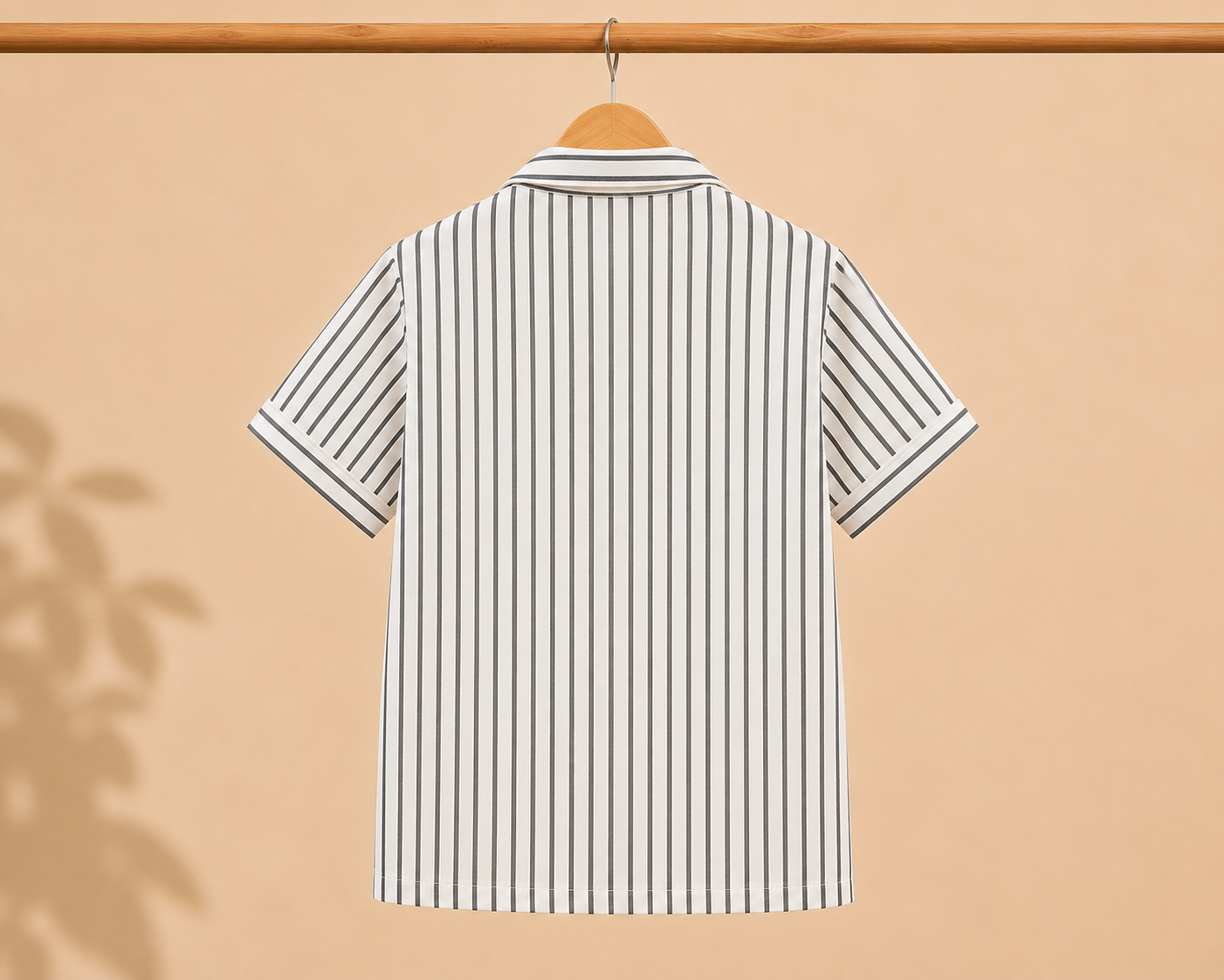 Boys White & Grey Stripe Short Sleeve Shirt